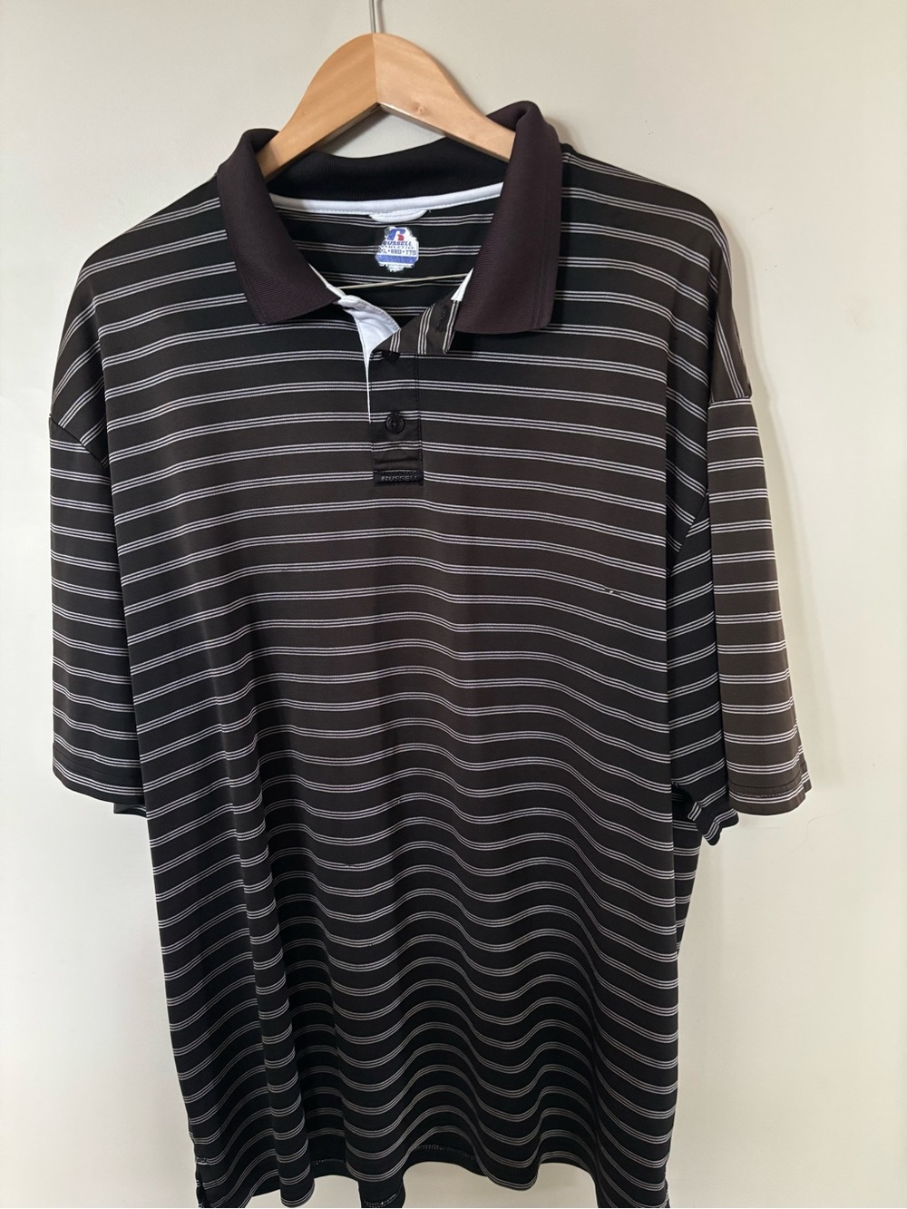 Russell Athletic Men’s Black Striped Polo Shirt